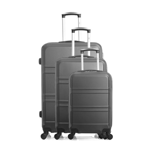Sada 3 tmavě šedých cestovních kufrů na kolečkách Hero Utah
