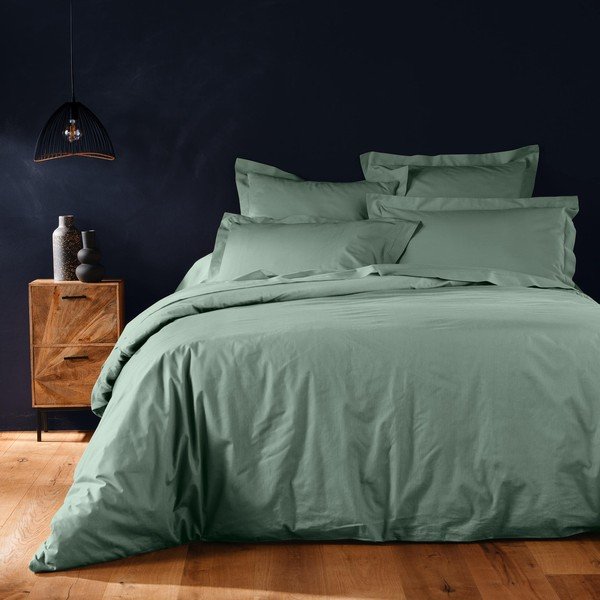 Zelený bavlněný povlak na peřinu na dvoulůžko/prodloužený 240x220 cm Lina – douceur d'intérieur-image-1