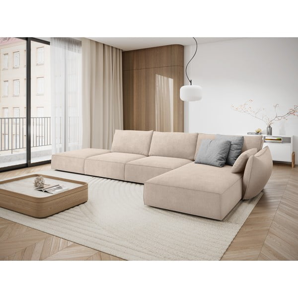 Béžová rohová pohovka (pravý roh) Vanda – Mazzini Sofas-image-1