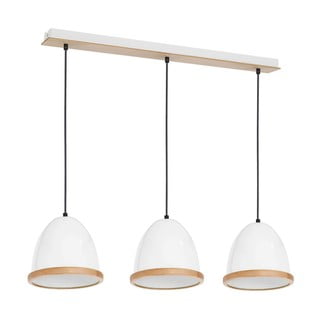Bílé závěsné svítidlo s dřevěnými detaily Homemania Studio Tres