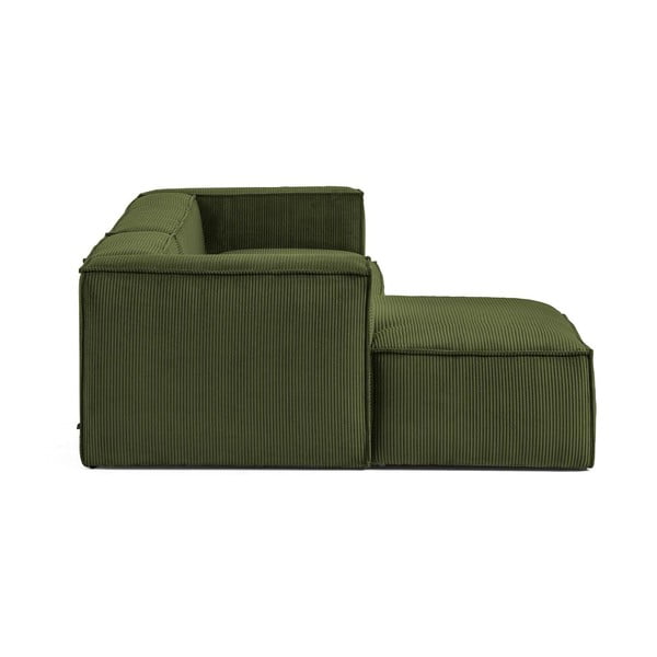 Zelená manšestrová rohová pohovka (levý roh/s lenoškou) Blok – Kave Home-image-3