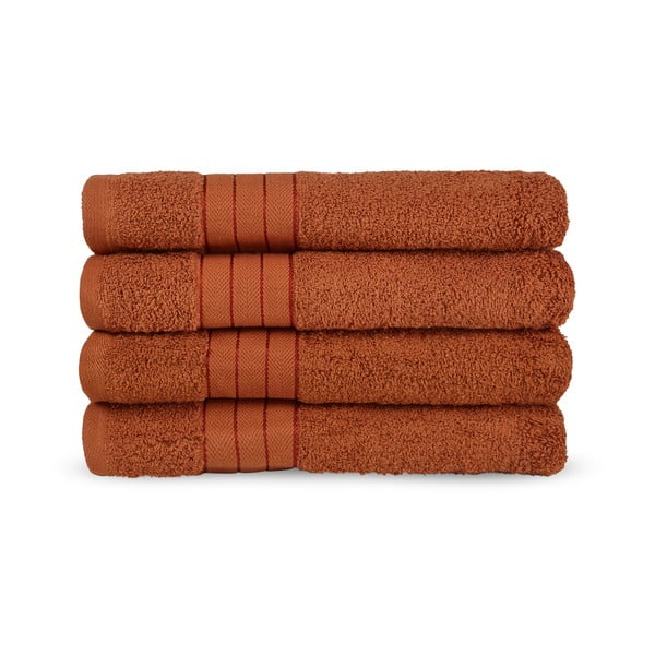 Bavlněné ručníky v cihlové barvě v sadě 4 ks 50x100 cm – Good Morning