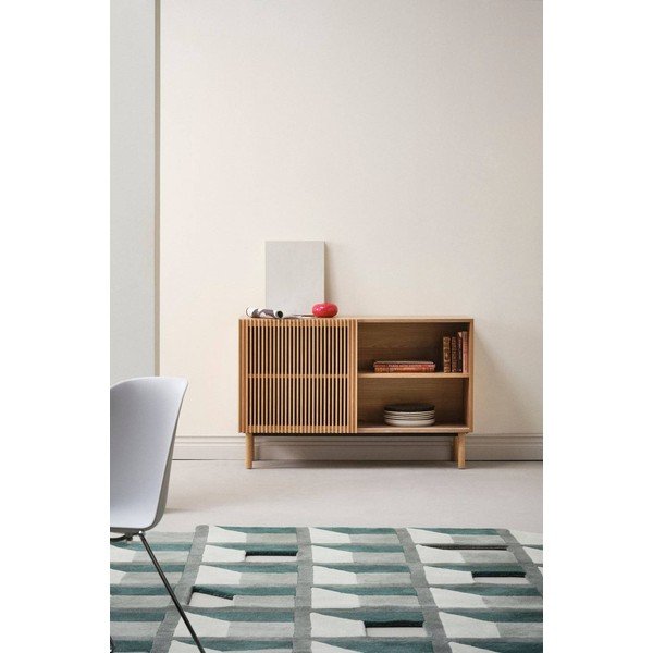 Skříňka v dekoru jasanu s posuvnými dveřmi v přírodní barvě 124x80x45 cm Sion – Jotex-image-1