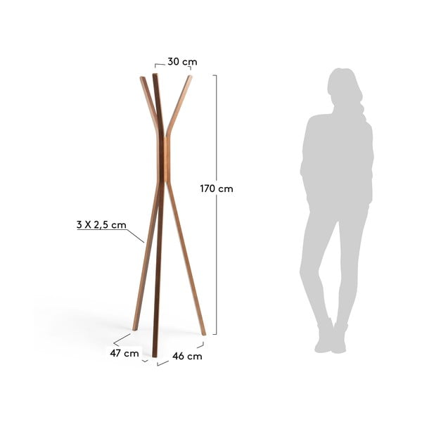 Hnědý věšák v dekoru ořechového dřeva Kave Home Benzara-image-3