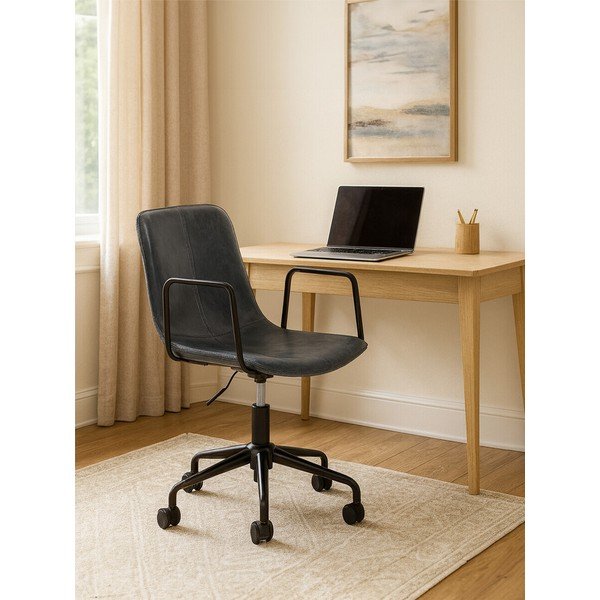 Tmavě šedá kancelářská židle z imitace kůže Branson – Premier Housewares-image-1