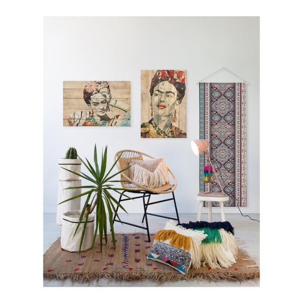 Nástěnná cedule z borovicového dřeva Madre Selva Collage of Frida, 40 x 60 cm-image-1