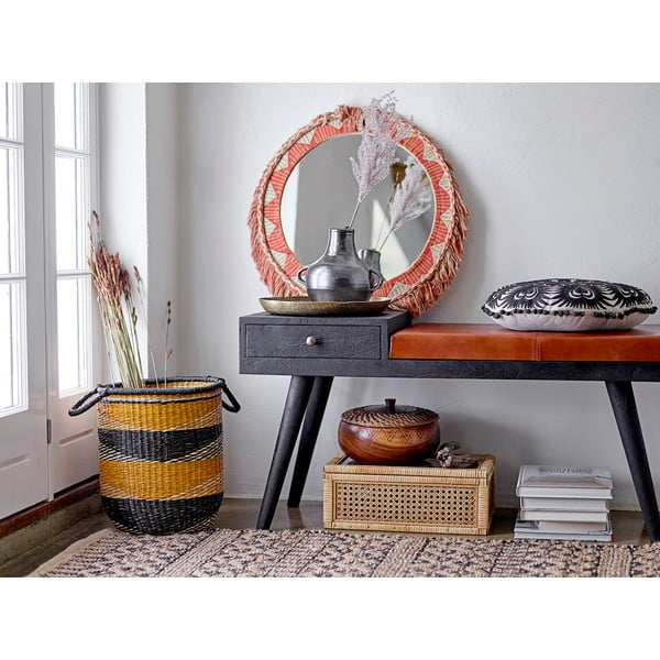 Černo-béžový dekorativní polštář Bloomingville Mandala, ø 36 cm-image-1