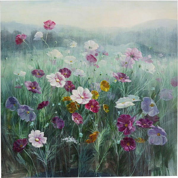 Obraz s ručně malovanými prvky 120x120 cm Pastell Flowers – Kare Design