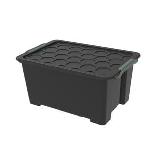 Leskle černý plastový úložný box s víkem Evo  Safe - Rotho
