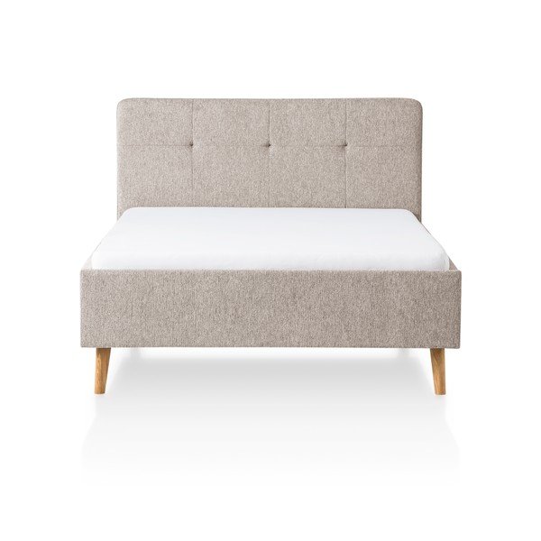 Šedá/hnědá čalouněná dvoulůžková postel bez roštu 140x200 cm Smart – Meise Möbel-image-3