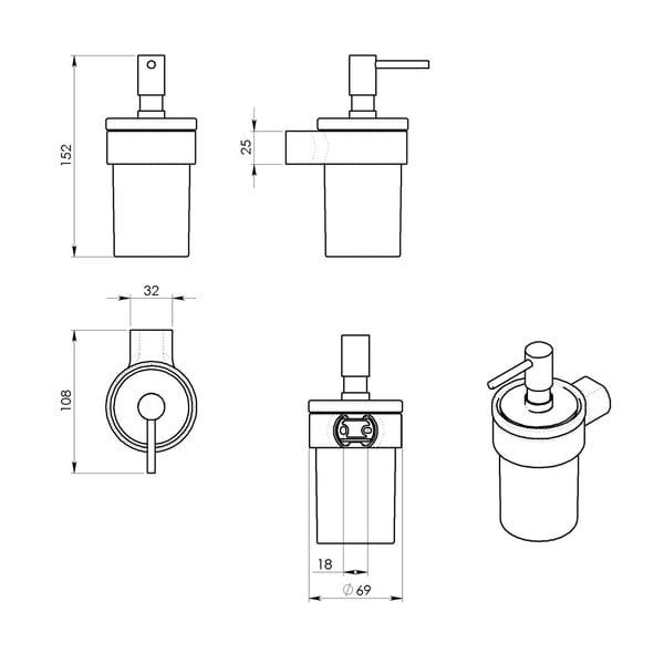 Nástěnný skleněný dávkovač mýdla v bílo-zlaté barvě 110 ml Gedy Pirenei – Sapho-image-2