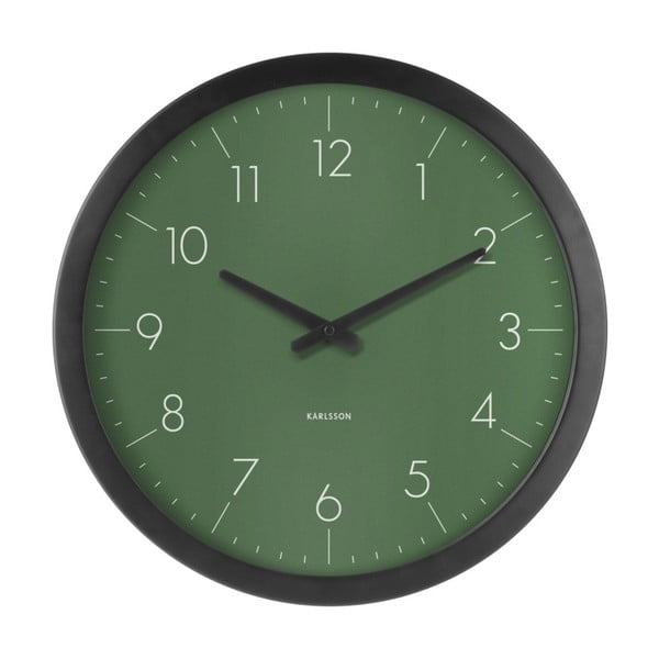 Zelené nástěnné hodiny z jedlového dřeva Karlsson Dainty