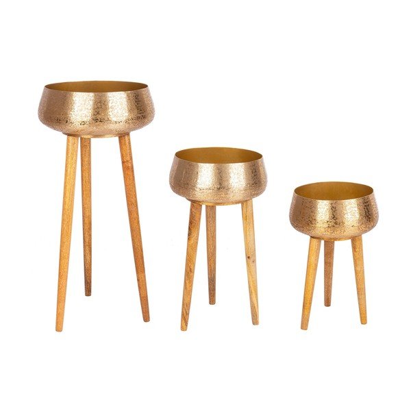 Kovové ručně vyrobené obaly na květináče v sadě 3 ks ø 37,5 cm Varanasi – Bizzotto