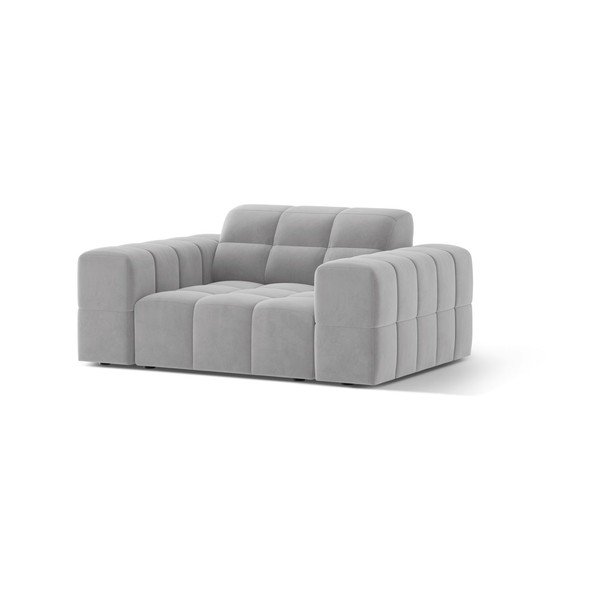 Světle šedé sametové křeslo Chicago – Cosmopolitan Design-image-1