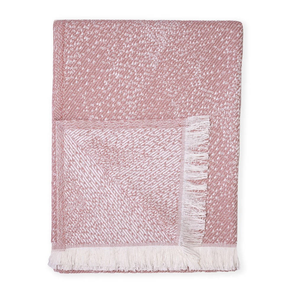Růžový pléd s podílem bavlny Euromant Dotty Diamond, 140 x 180 cm