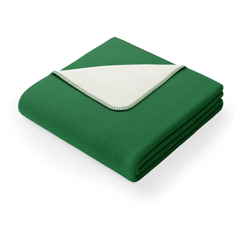 Zelená deka s příměsí bavlny AmeliaHome Virkkuu, 150 x 200 cm