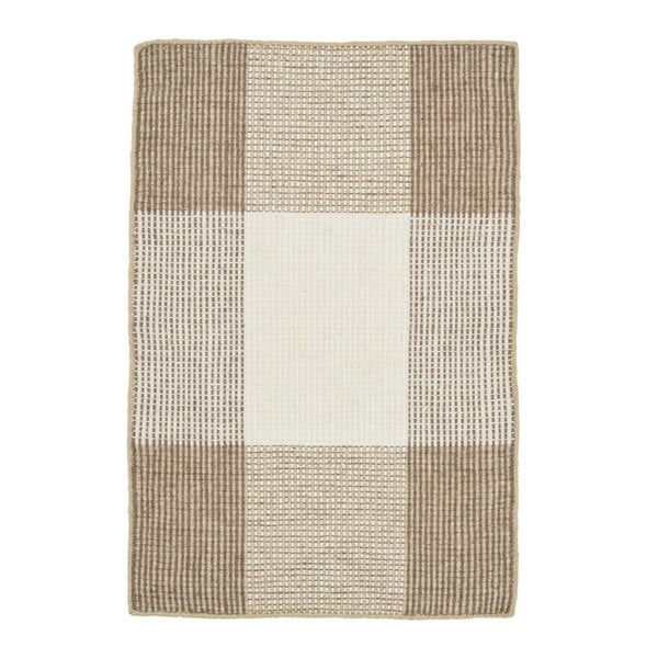 Béžový ručně tkaný vlněný koberec Linie Design Bologna, 50 x 80 cm
