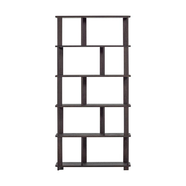 Tmavě hnědá knihovna z dubového dřeva 90x186x30 cm Riss – WOOOD