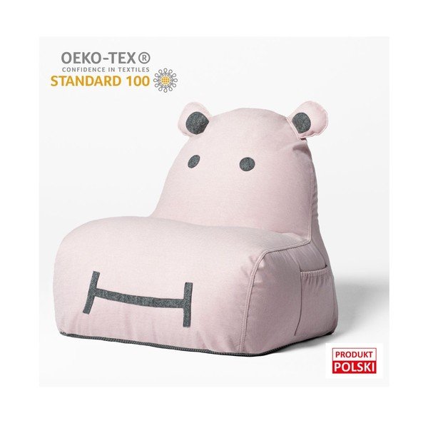 Světle růžový dětský sedací vak Hippo – The Brooklyn Kids-image-2