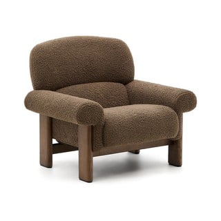 Hnědé křeslo z textilie bouclé Nema – Kave Home
