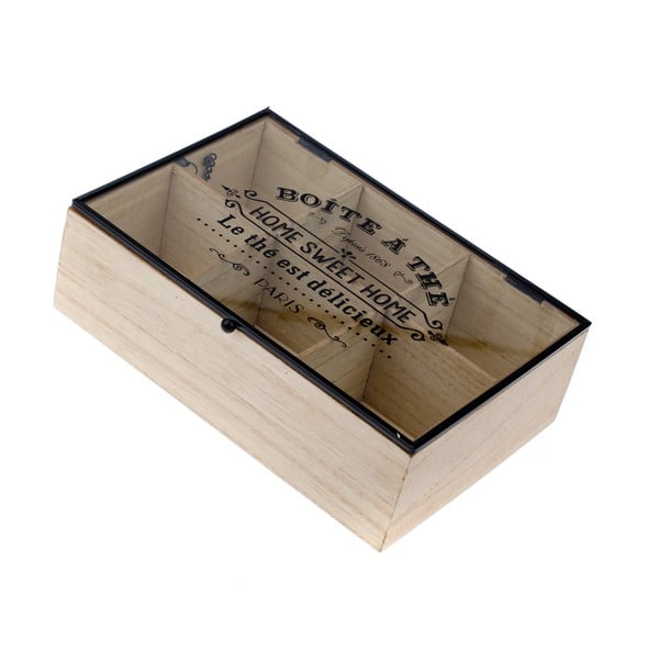 Dřevěná krabička na čaj se 6 přihrádkami Dakls Hannah, 24 x 16 cm