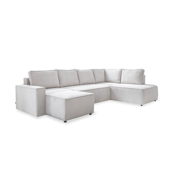 Bílá manšestrová rozkládací rohová pohovka (pravý roh/do "U") Brave Dave – Miuform