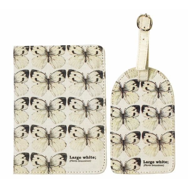 Obal na cestovní pas a štítek na kufry Gift Republic Butterflies