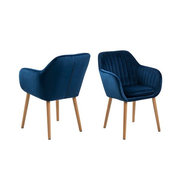 Tmavě modré čalouněné jídelní křeslo s područkami Emilia – Actona-image-3