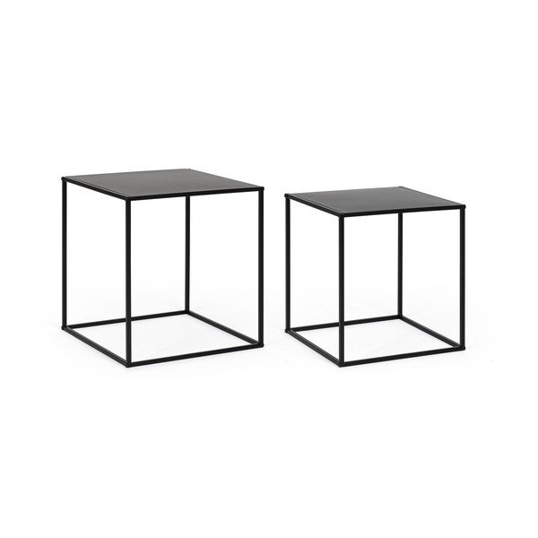 Černé kovové konferenční stolky v sadě 2 ks 38x38 cm Alrik – Yes Everyday-image-3