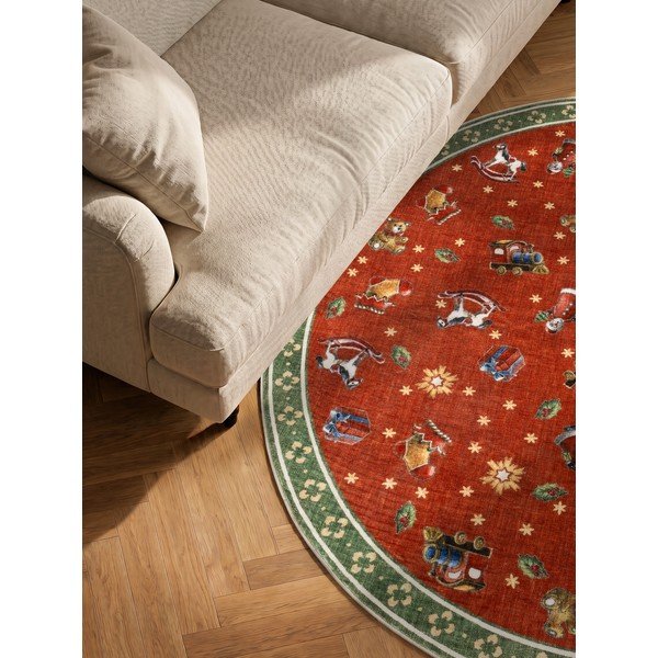 Červený/zelený kulatý koberec s vánočním motivem ø 200 cm Toy's Delight Nostalgic Noel Red Green – Villeroy&Boch-image-3
