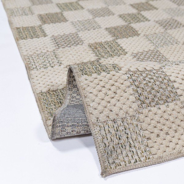 Zelený pratelný běhoun s příměsí bavlny 80x230 cm Muted Checkerboard – Flair Rugs-image-3