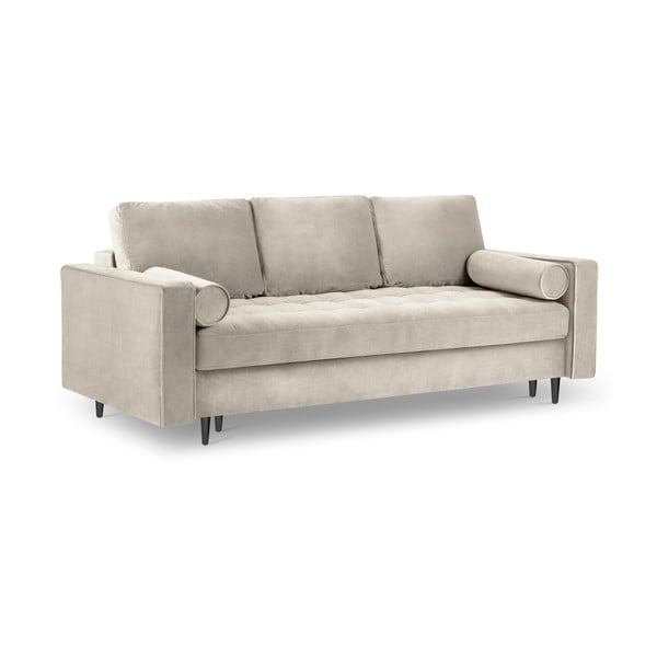 Béžová sametová rozkládací pohovka Milo Casa Santo-image-3