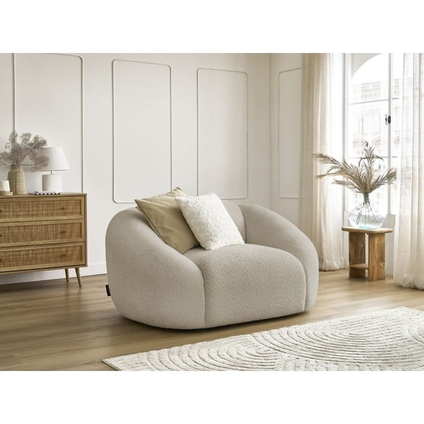 Béžové křeslo z textilie bouclé Tina – Bobochic Paris-image-1