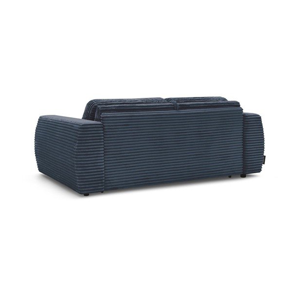 Tmavě modrá manšestrová pohovka na každodenní spaní/rozkládací 240 cm Hugo – Bobochic Paris-image-4