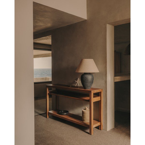 Konzolový stolek z teakového dřeva v přírodní barvě 35x140 cm Sashi – Kave Home-image-1