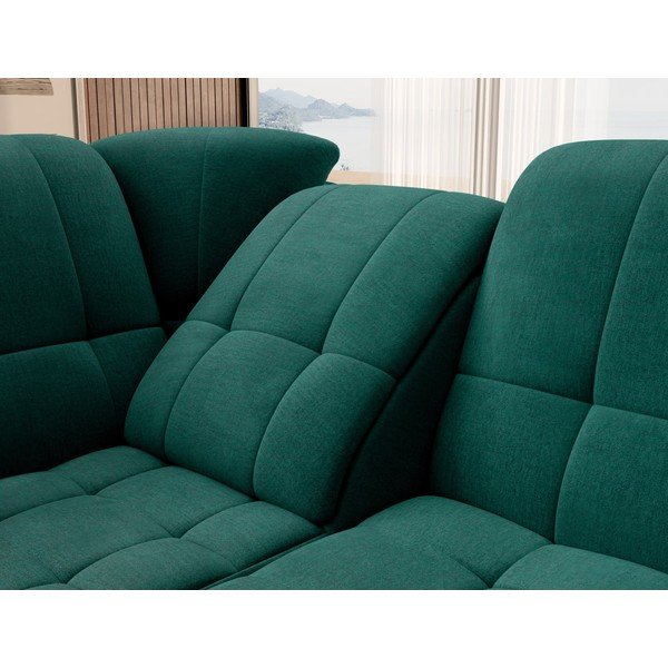 Zelená sametová rozkládací/s úložným prostorem rohová pohovka (levý roh/do L) Sado – ELTAP-image-1