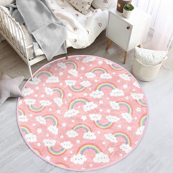 Růžový dětský koberec ø 120 cm Comfort – Mila Home-image-1
