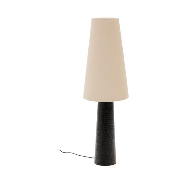 Černo-krémová stojací lampa s textilním stínidlem (výška 129 cm) Senni – Kave Home