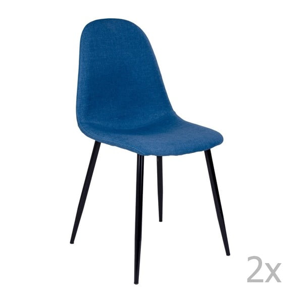 Sada 2 modrých židlí s černými nohami House Nordic Stockholm
