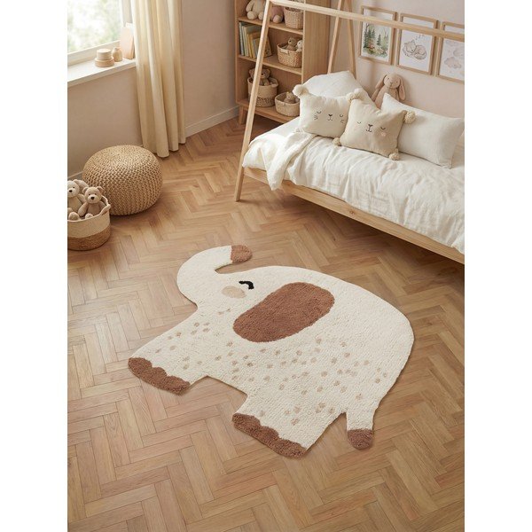 Hnědý/krémový pratelný/ručně tkaný bavlněný dětský koberec 95x120 cm Snuggle Emmi – Hanse Home-image-1