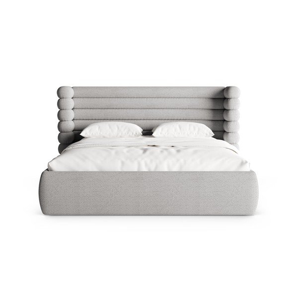 Šedá čalouněná dvoulůžková postel s úložným prostorem s roštem 200x200 cm Mount – Micadoni -image-4