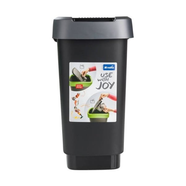 Odpadkový koš z recyklovaného plastu ve stříbrno-černé barvě 10 l Twist - Rotho-image-2