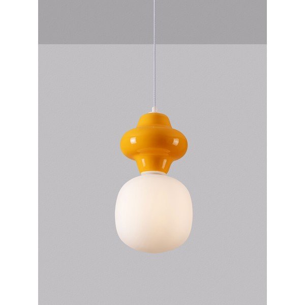 Bílé/oranžové keramické závěsné svítidlo se skleněným stínidlem ø 18 cm Clio – Nova Luce-image-2