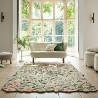 Zelený ručně tkaný vlněný koberec 120x170 cm Bryony Shaped Floral – Flair Rugs
