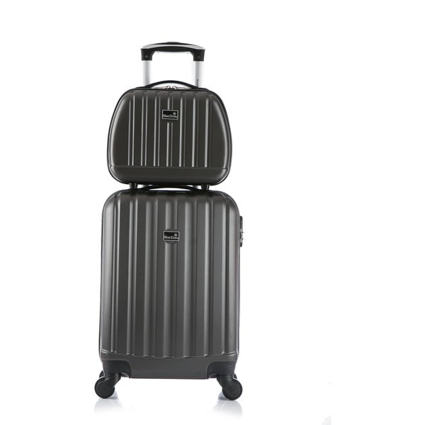 Šedý cestovní kufr s příručním zavazadlem Blue Star Prague, 47 l