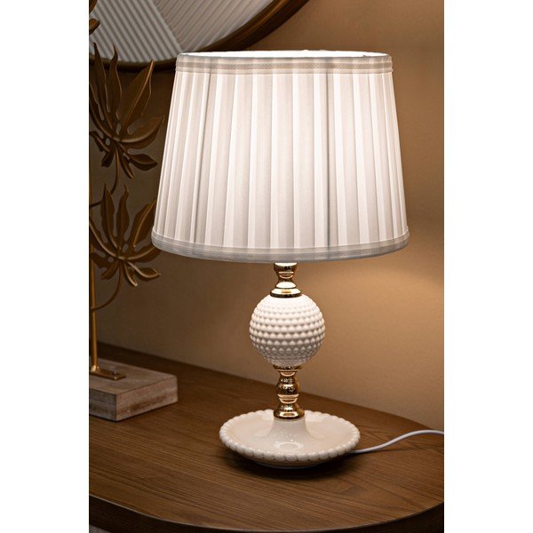 Bílá stolní lampa s textilním stínidlem (výška 40 cm) Napoli – Mauro Ferretti-image-1