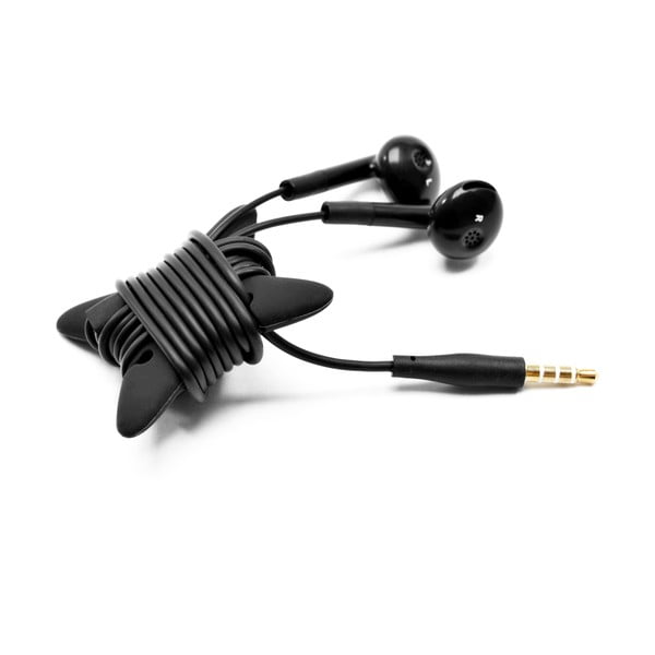 Černá pecková sluchátka s mikrofonem Fixed EGG2 a organizérem