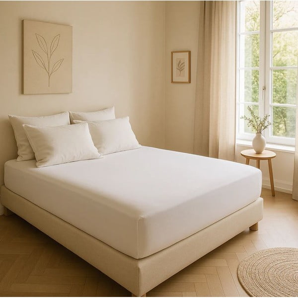 Bílé napínací prostěradlo z bavlny Renforcé 200x140 cm Ranforce – Mila Home Luxury-image-4