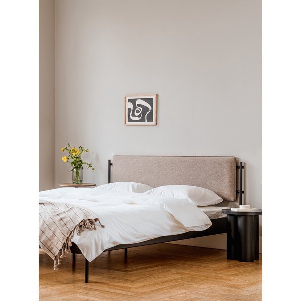 Bílá ocelová čalouněná dvoulůžková postel s roštem 160x200 cm Eton Basic – noo.ma-image-1