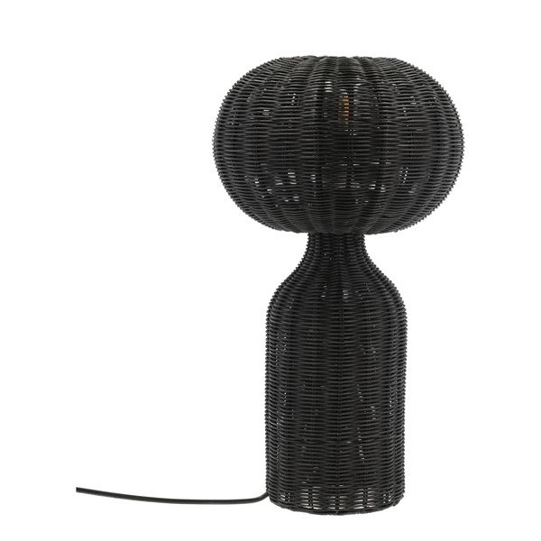 Černá stolní lampa s ratanovým stínidlem (výška 43 cm) Werna – Villa Collection-image-3